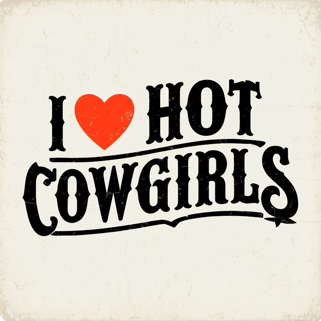 I ♥ Hot Cowgirls Vintage Typography T-Shirt