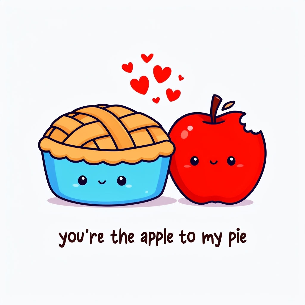 Cute Apple Pie and Apple Cartoon Friendship Sticker