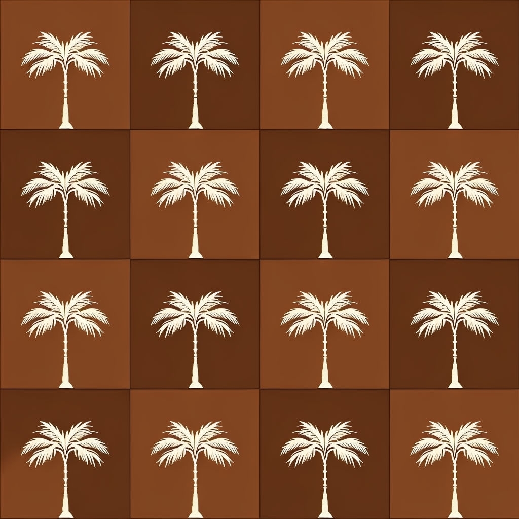 Beige Palm Tree Silhouettes on Dark Brown Background Pattern Seamless Patterns