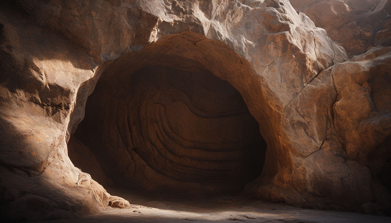 Majestic Natural Rock Archway with Textured Details Background
