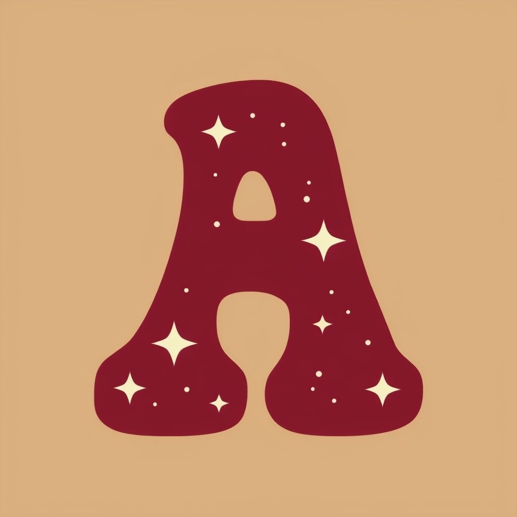 Retro Groovy A Monogram Design with Whimsical Stars Monogram