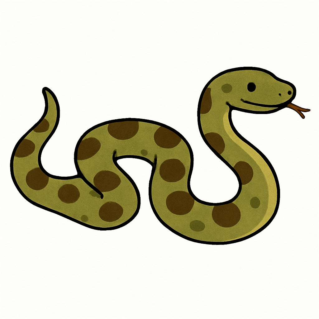 Playful Cartoon Olive Green Snake Illustration Sticker