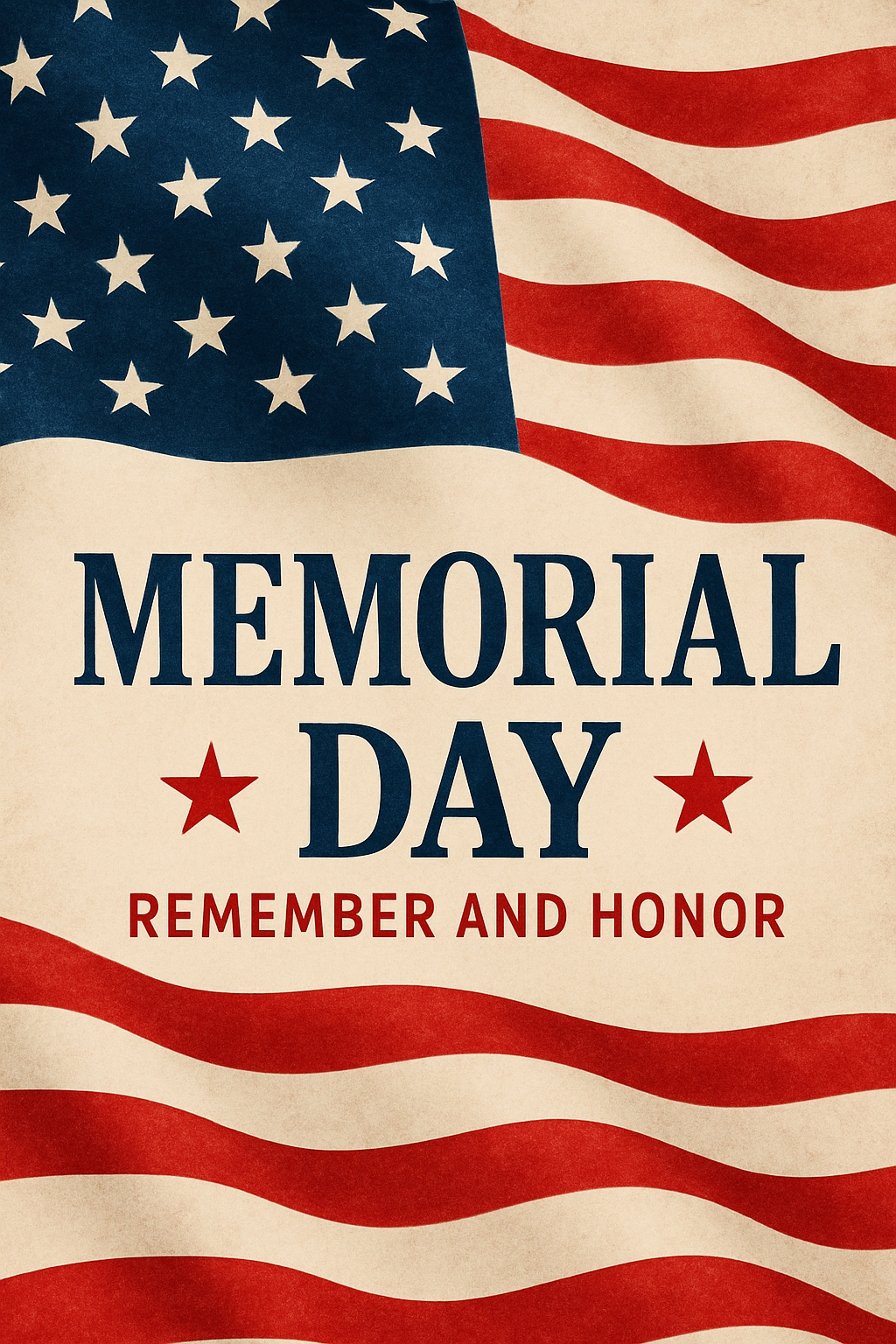 Patriotic Memorial Day Vintage American Flag Poster