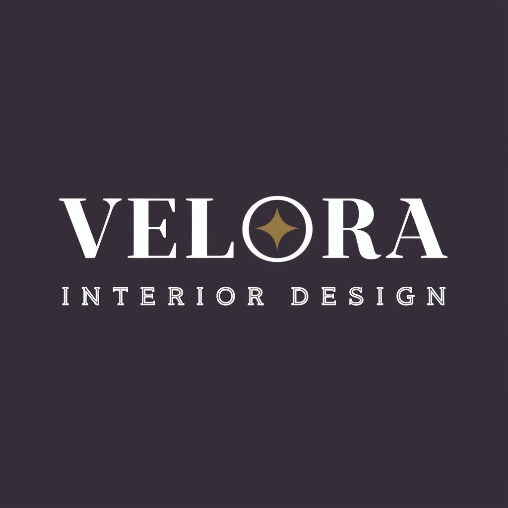 Modern Minimalist VELORA Interior Design Logo with Gold Star