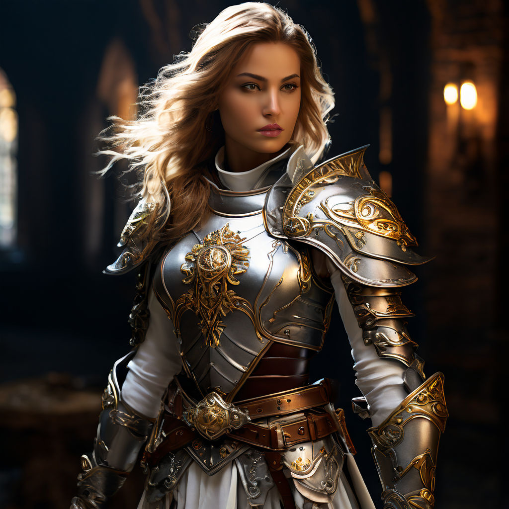 Female Aasimar Paladin wearing plate using rapier by Sevengül Elmas ...