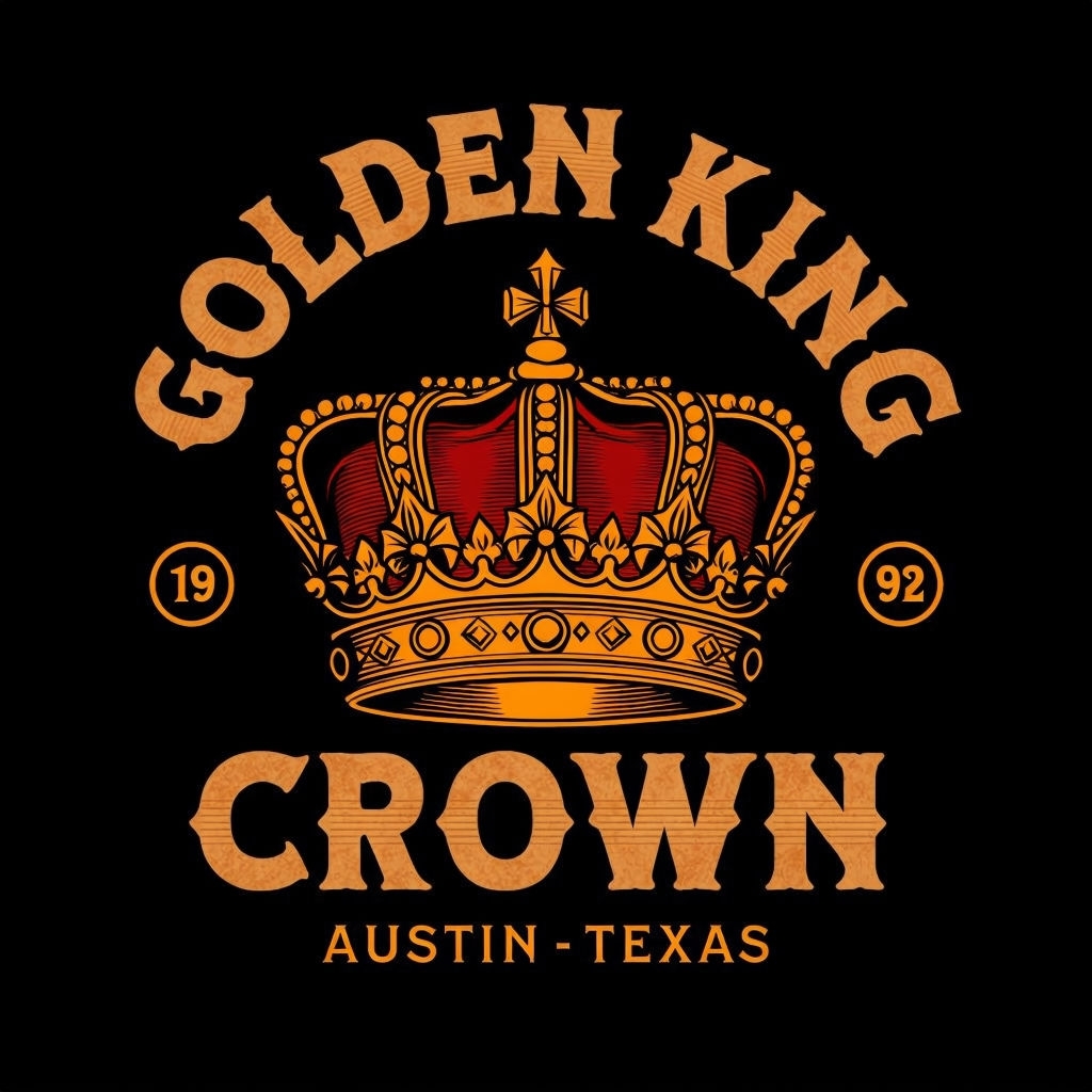 Vintage Golden King Crown Logo Design T-Shirt