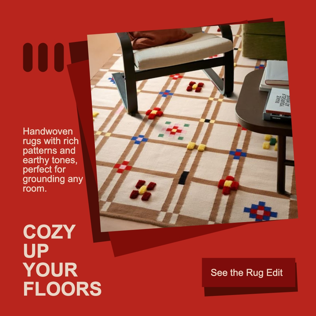 Cozy Handwoven Rug Promotional Advertisement for Instagram Posts