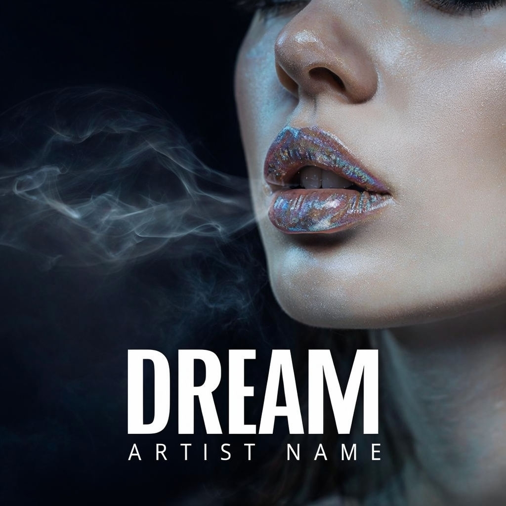 Ethereal Dreamy Face Close-Up with Shimmering Lip Gloss Spotify Album Cover