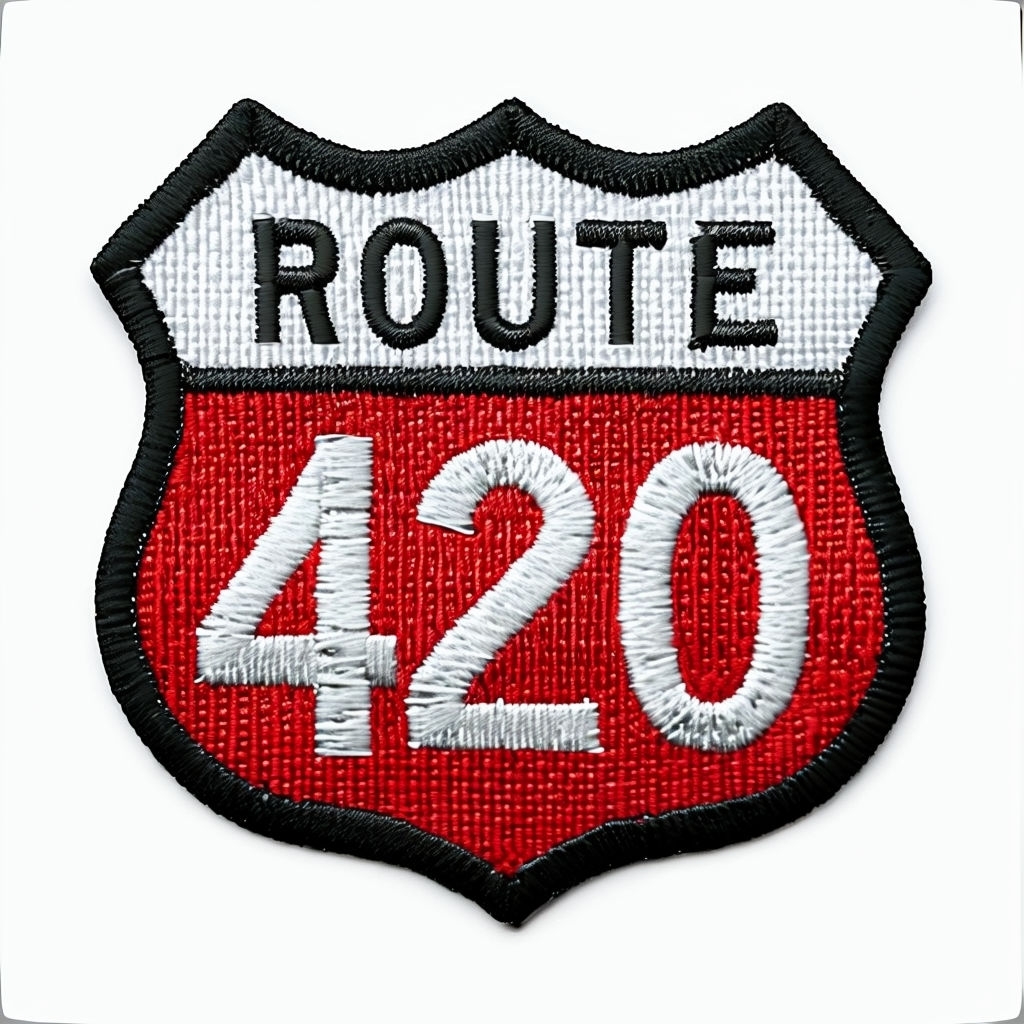 Classic U.S. Route 420 Embroidered Patch Design for Hats