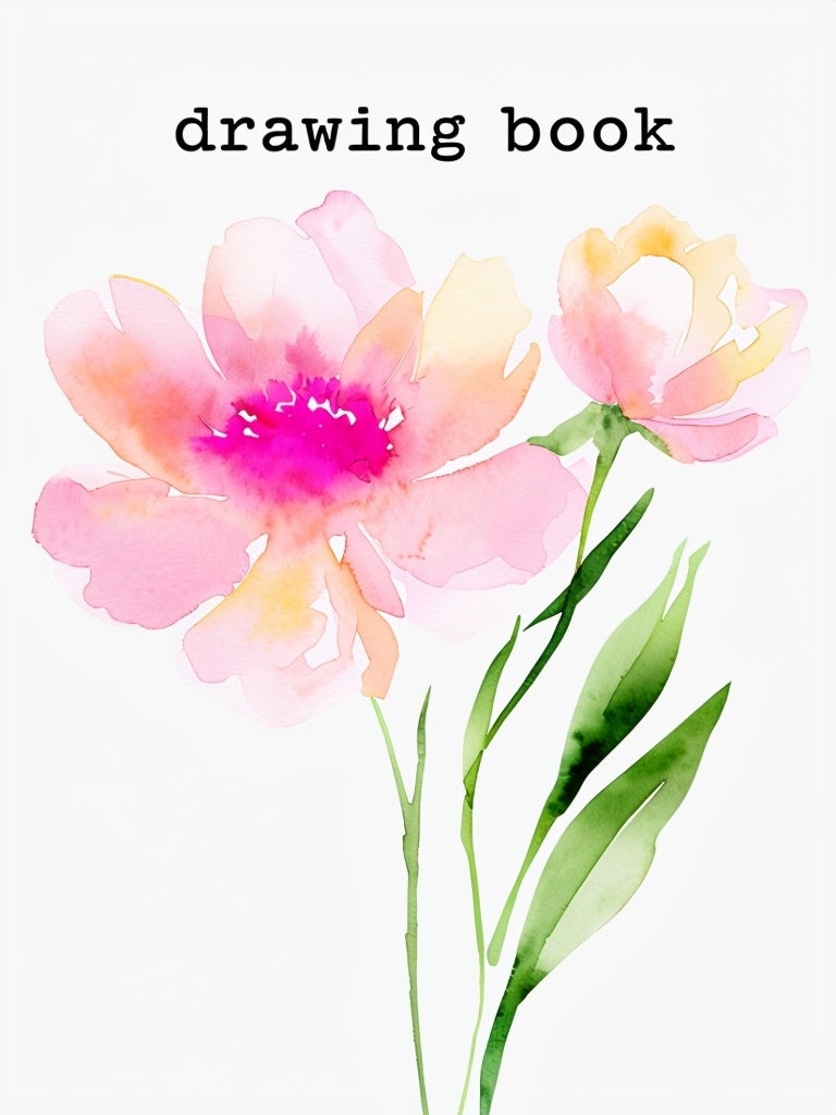 Delicate Watercolor Flower Drawing Book EBook Cover
