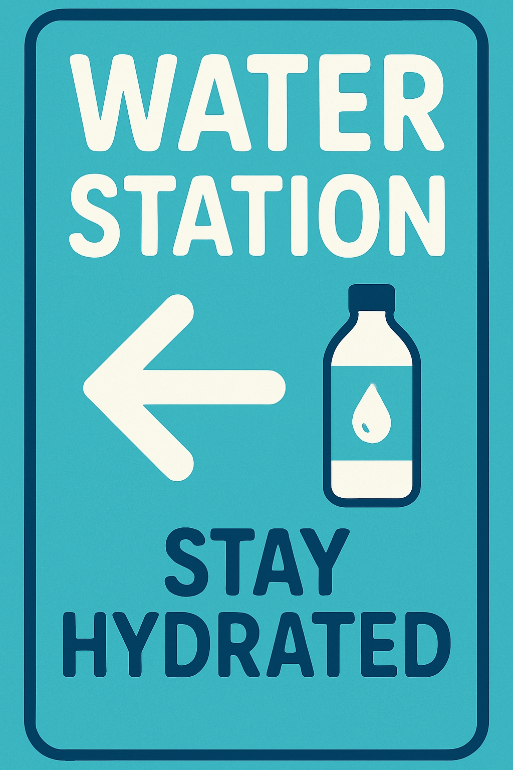 Minimalist Water Station Sign with Stay Hydrated Message Event Sign