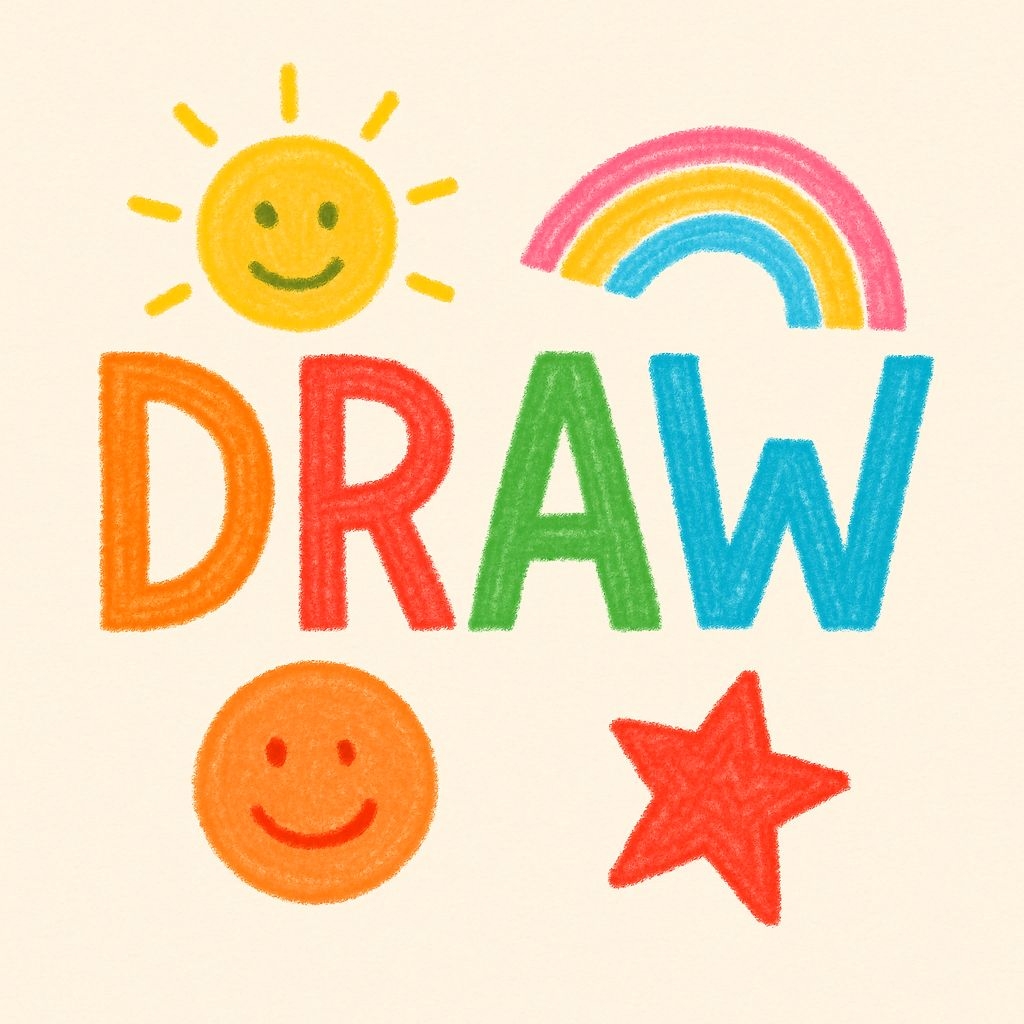 Colorful Crayon Style DRAW Text with Fun Elements T-Shirt