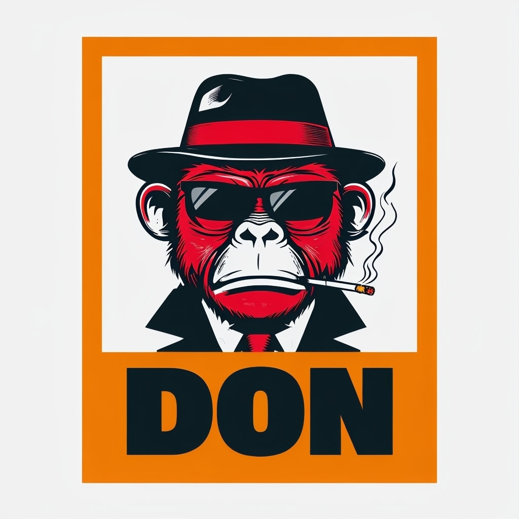 Stylish Anthropomorphic Monkey Don in Fedora T-Shirt