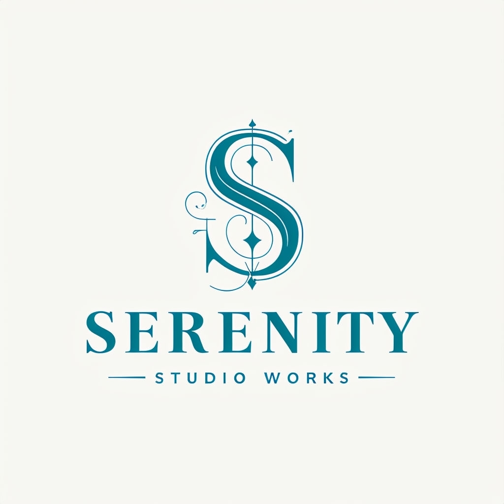 Elegant Deep Teal S Monogram Design for Serenity Studio Works Monogram