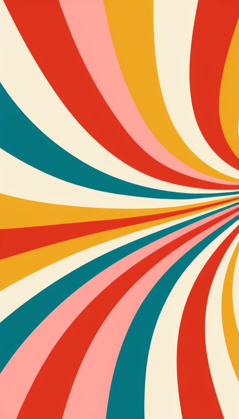 Vibrant Retro Curved Lines Graphic Design Mobile Wallpaper