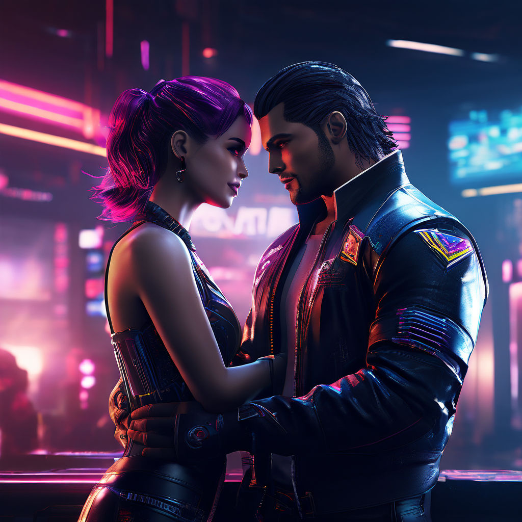 Sci-Fi Cyberpunk 2077 couple dance