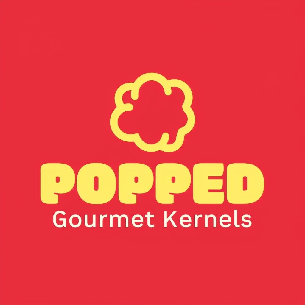 Minimalist Gourmet Popcorn Shop Logo Design in Bright Colors Logo