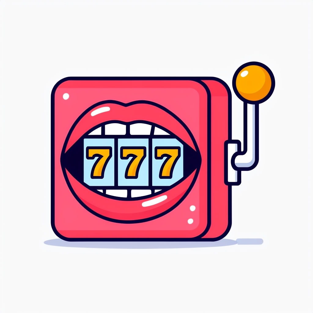 Playful Cartoon Slot Machine with Exaggerated Lips Sticker