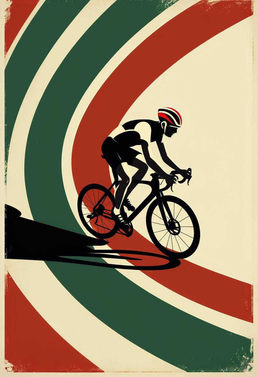 Dynamic Minimalist Cyclist Illustration Poster