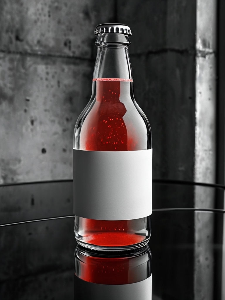 Minimalist Black and White Glass Bottle with Red Liquid Mockup