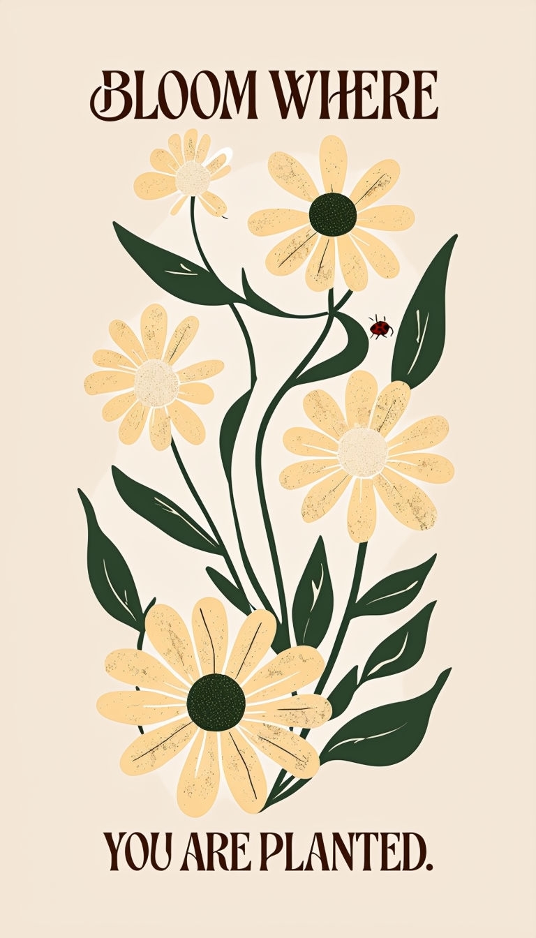 Bloom Where You Are Planted Minimalist Daisy T-Shirt