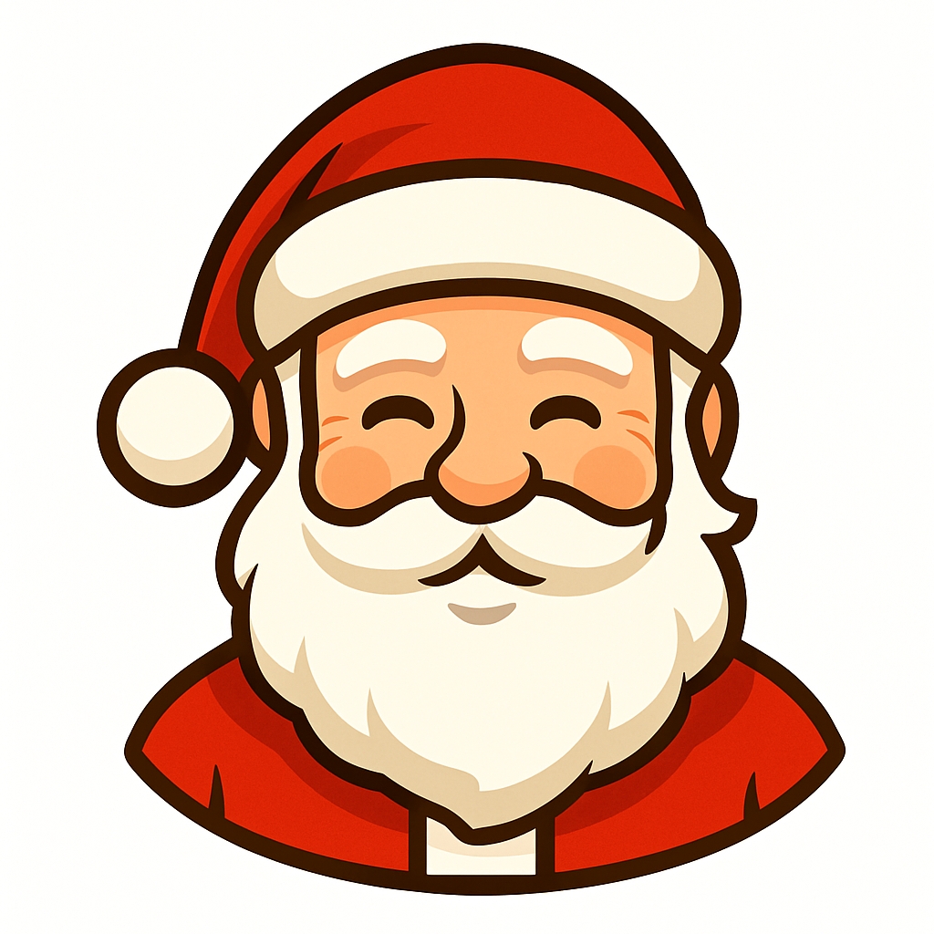 Cheerful Cartoon Santa Claus Face Illustration Sticker