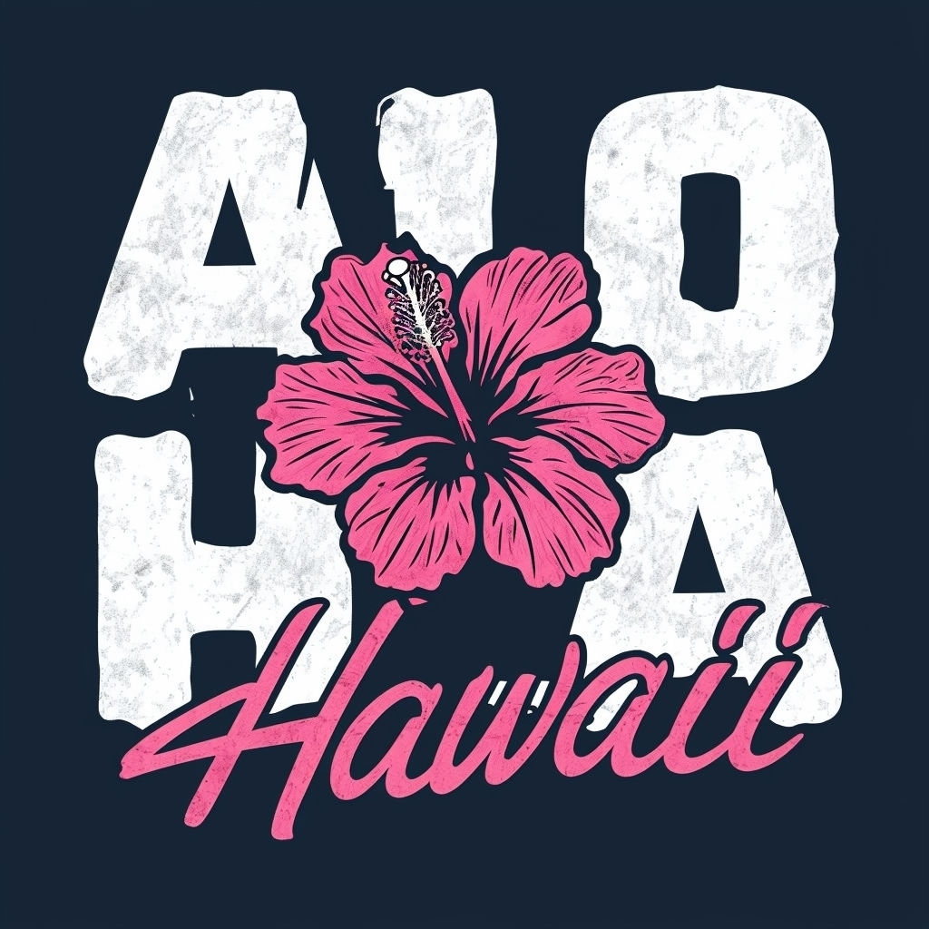 Vintage Aloha Hawaii Graphic with Hibiscus Flower T-Shirt