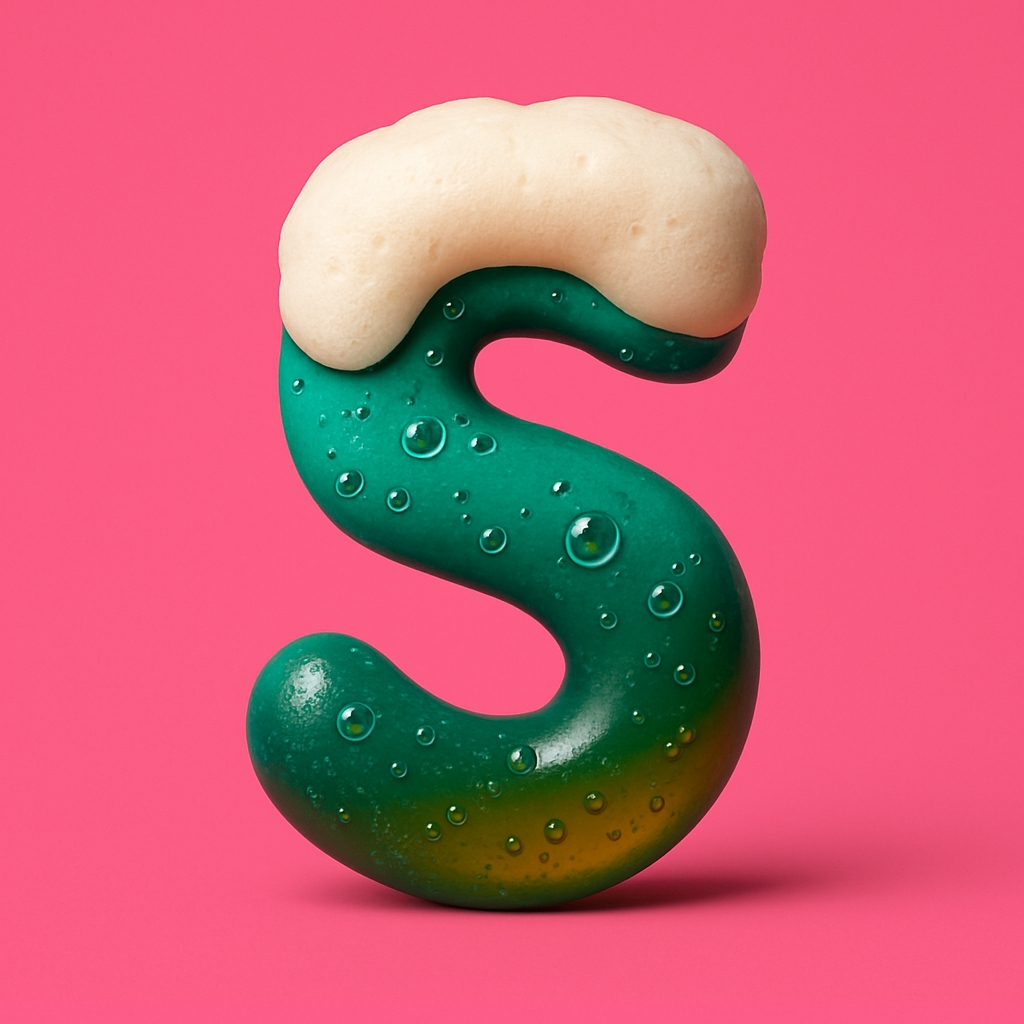 Stylized Beer Foam Letter S Digital Art on Hot Pink Background Mockup