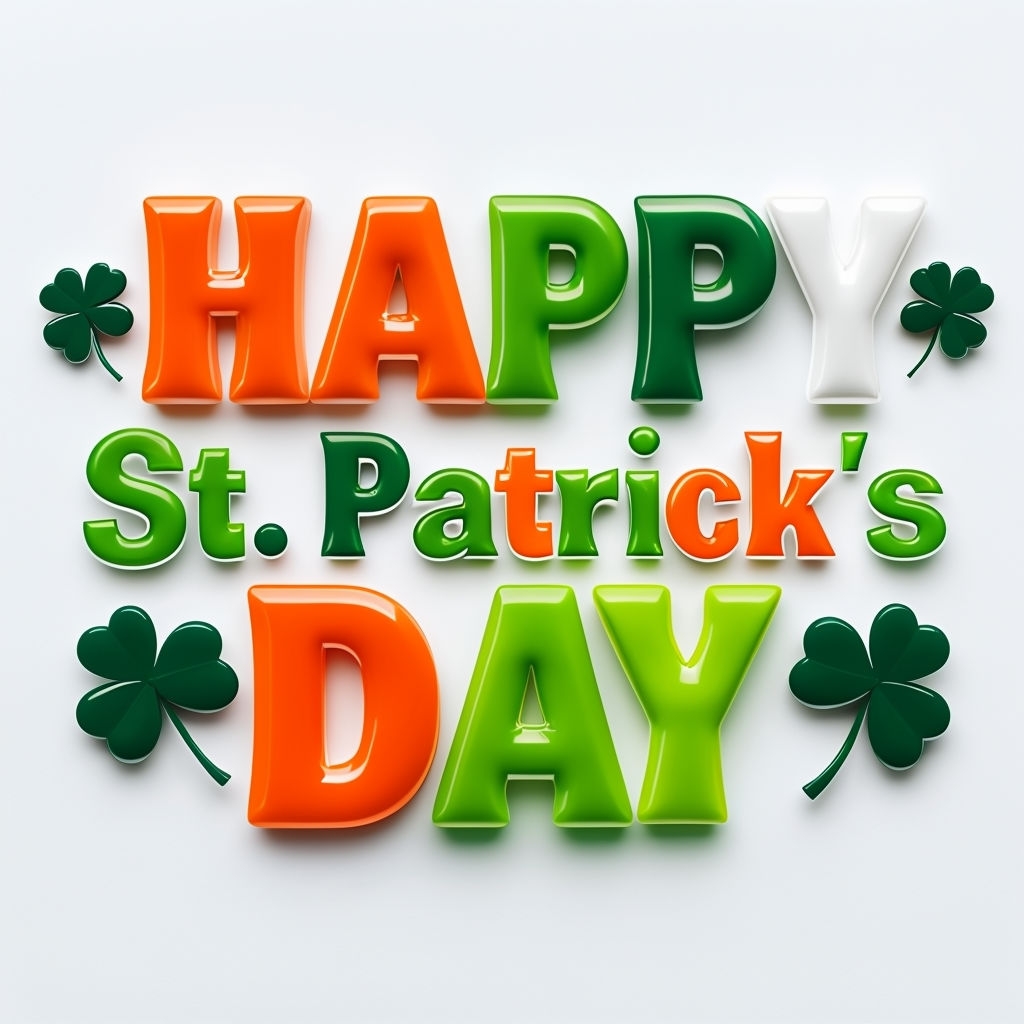 Vibrant Happy St. Patrick's Day Design with Shamrocks Social Media Post