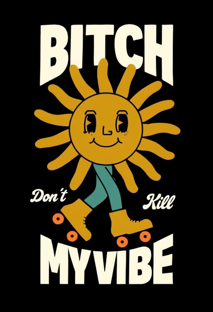 Cheerful Anthropomorphic Sun Character with Bold Text Poster