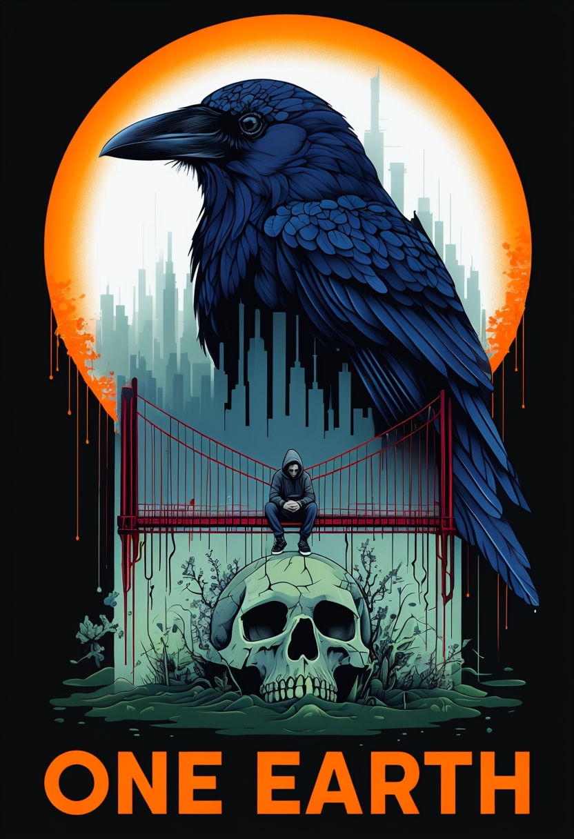 ONE EARTH Dark Surrealism Illustration with Gothic Elements Poster
