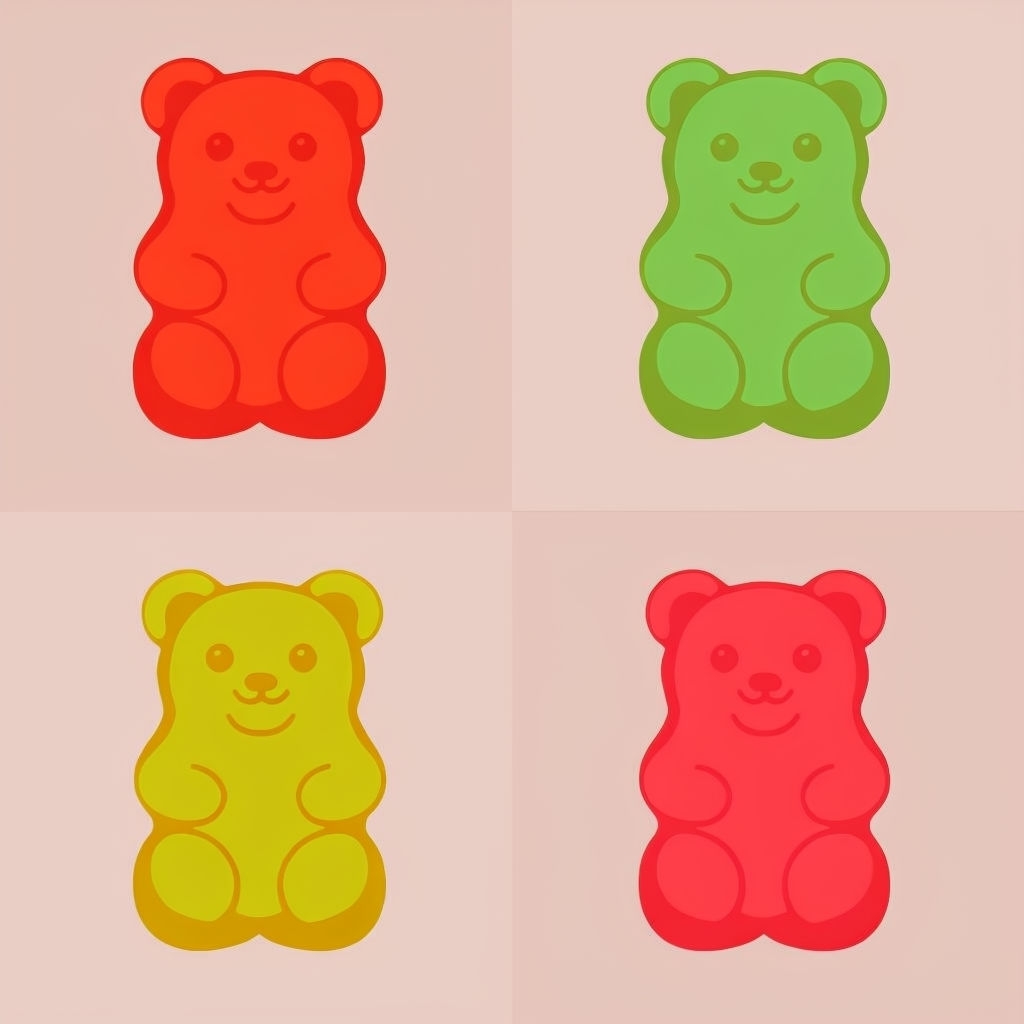 Colorful Gummy Bears Cartoon Seamless Pattern Design