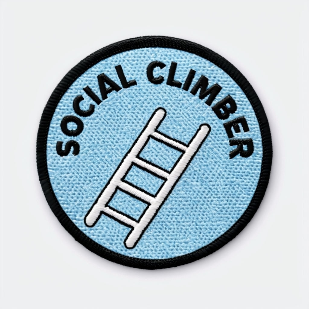 Social Climber Embroidered Patch Design for Hats
