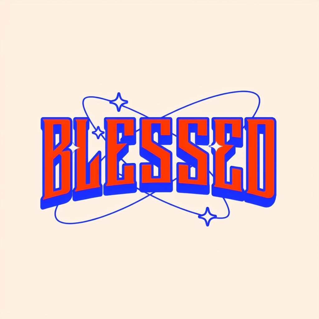 Bold Orange 'BLESSED' Typography Design Hat