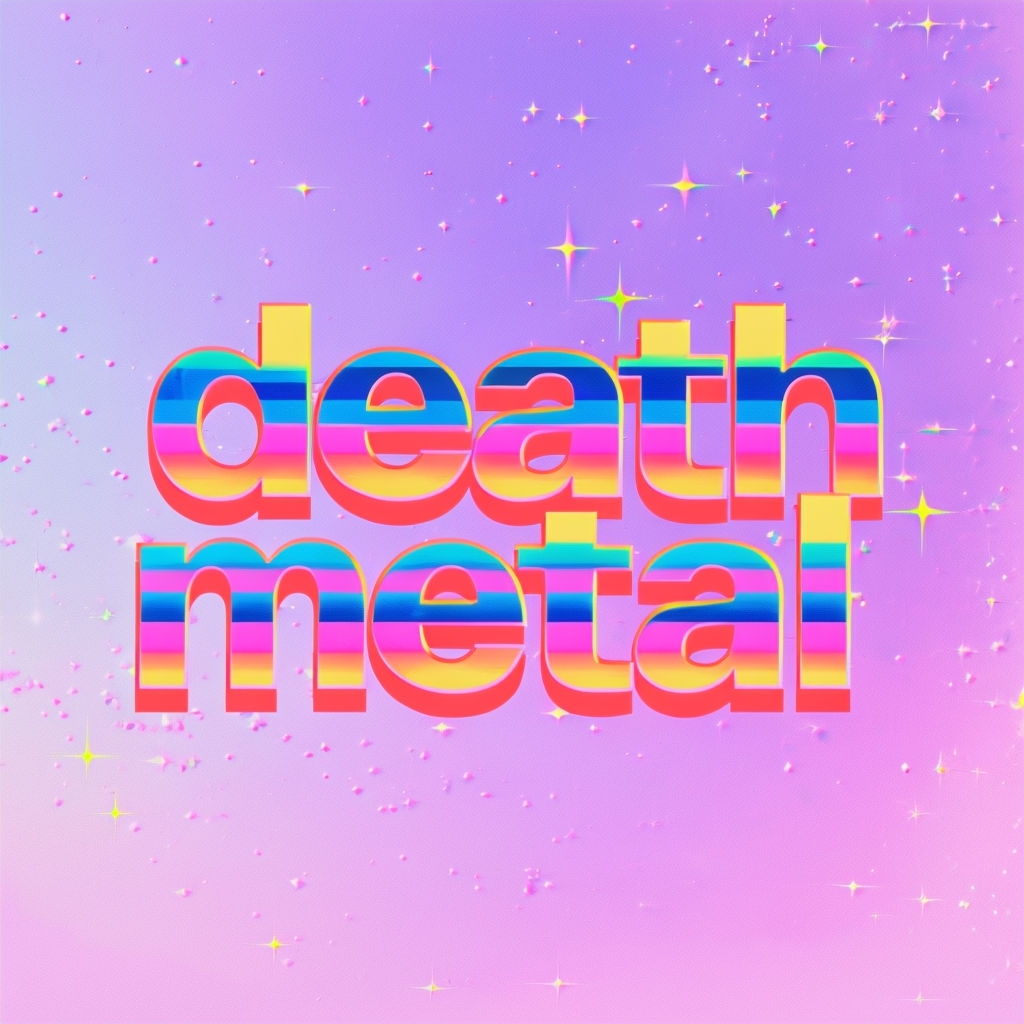 Vibrant Death Metal Neon Text Artwork Album Cover