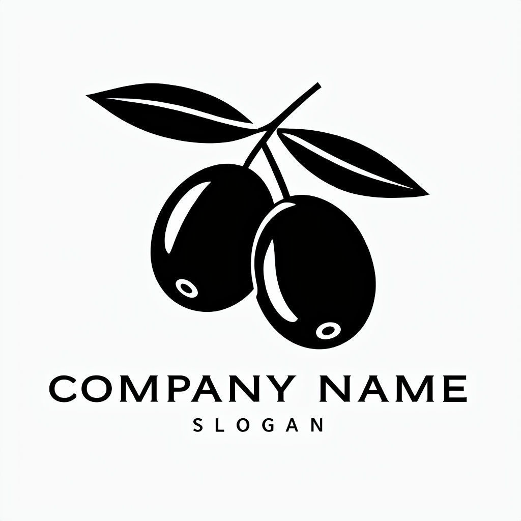 Minimalist Black Olive Branch Logo Design for Elegant Brands