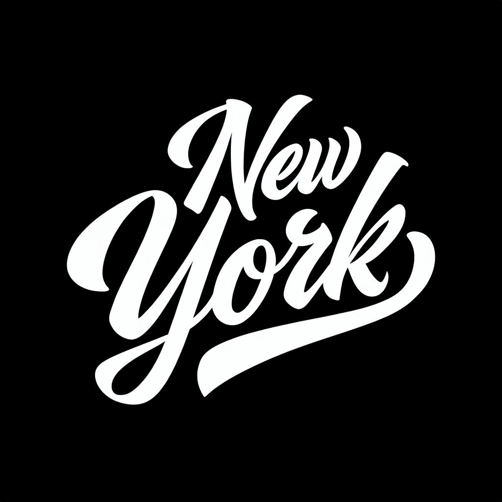 Bold Calligraphic New York Typography T-Shirt