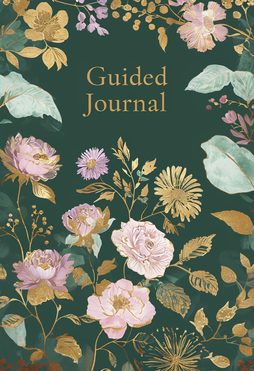 Elegant Floral Motif Guided Journal Cover Art