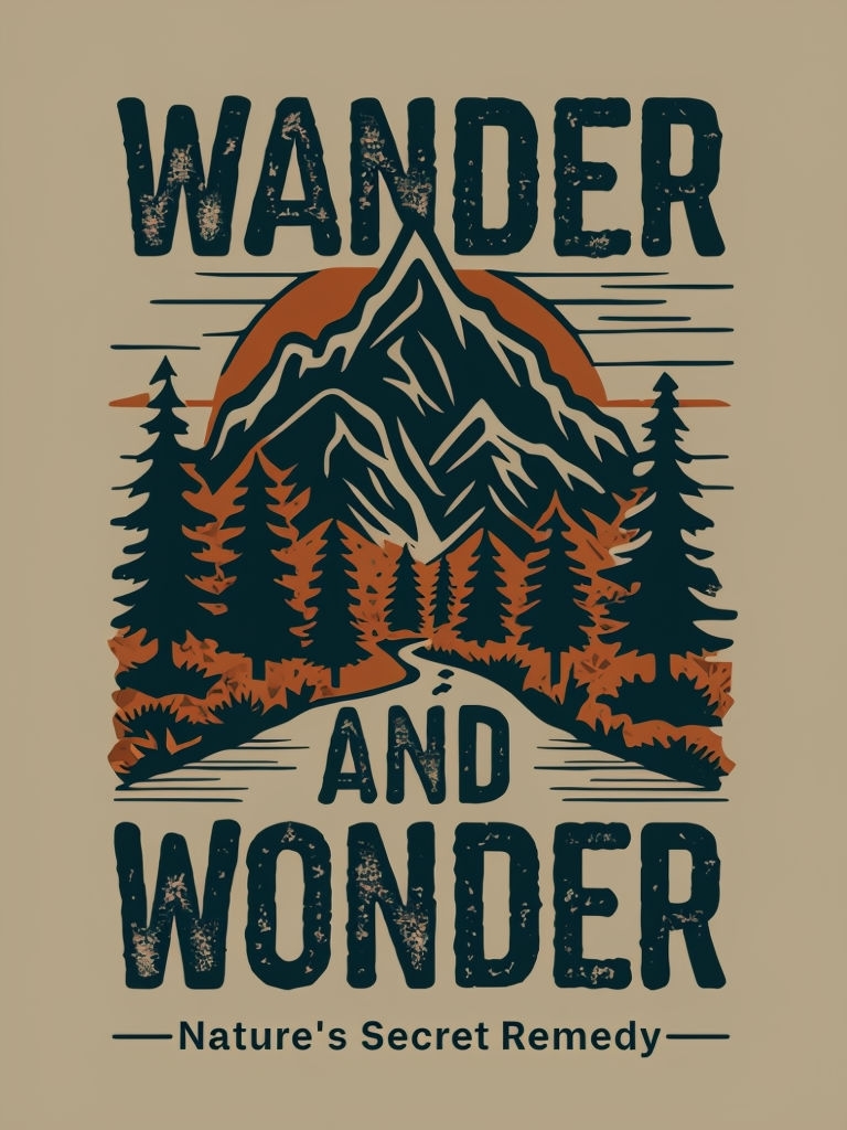 Wander and Wonder Vintage Mountain Adventure Poster