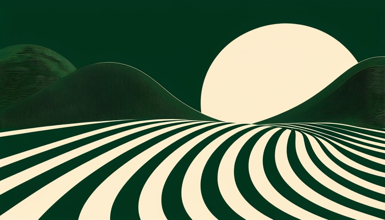 Modernist Abstract Green and Beige Wave Pattern Background