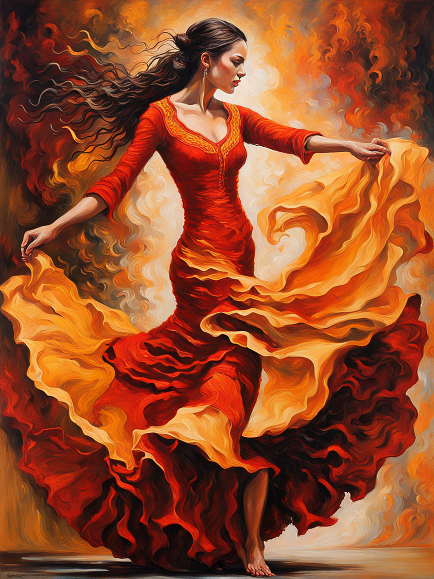 Generate an oil painting on linen canvas of a woman with a p... by