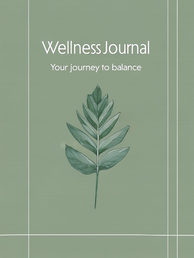 Calming Green Wellness Journal with Leaf Illustration EBook Cover