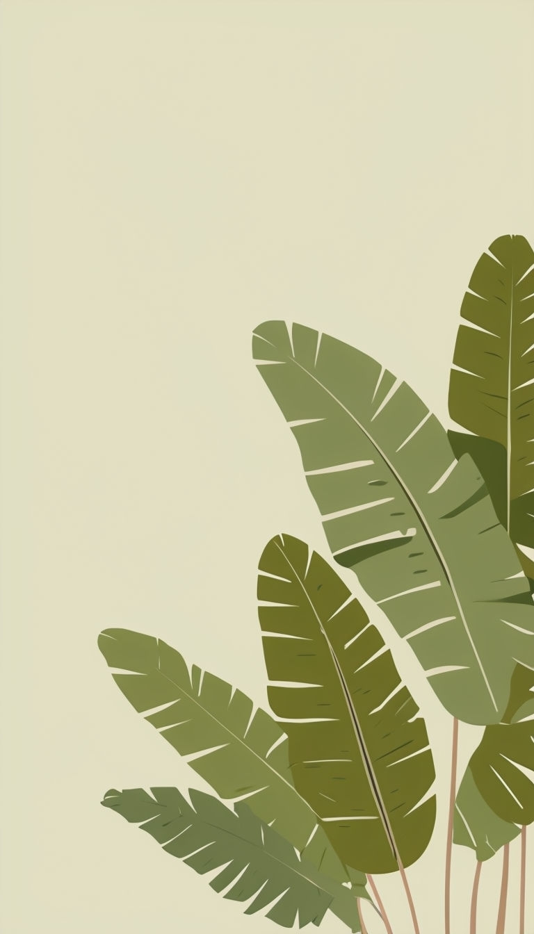 Stylized Tropical Banana Leaves Minimalist Artwork Mobile Wallpaper