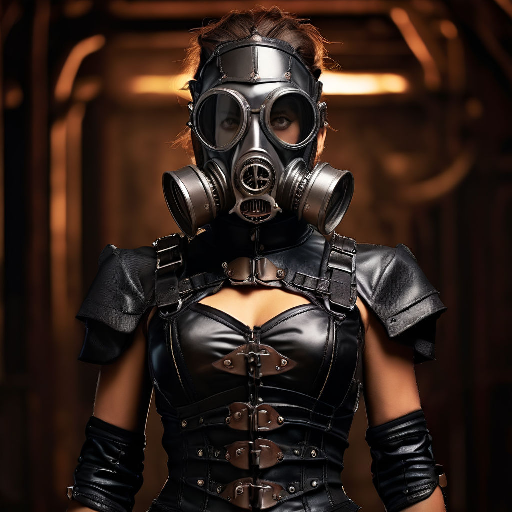 hot girl with gas mask