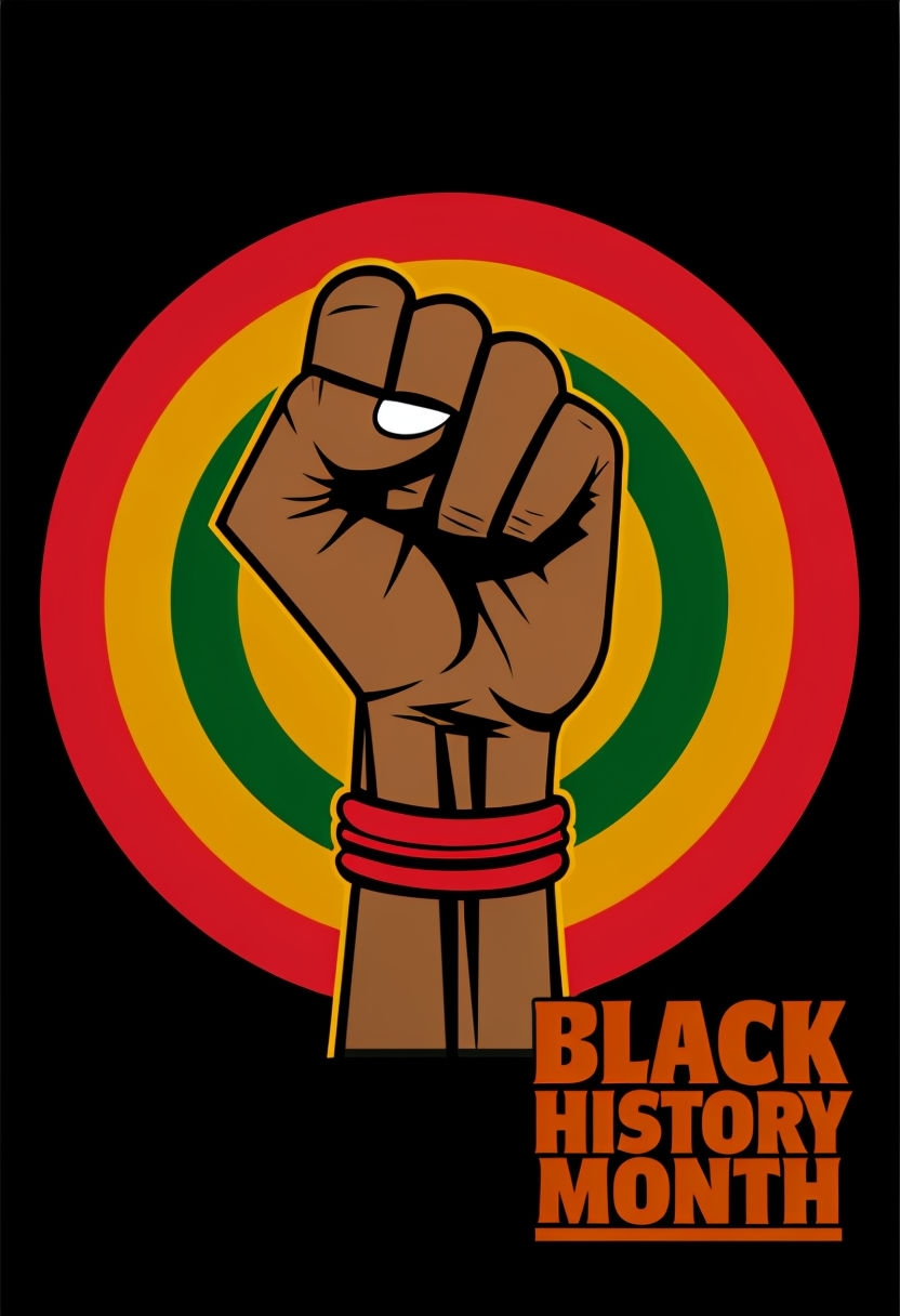 Empowering Black History Month Fist Illustration Poster