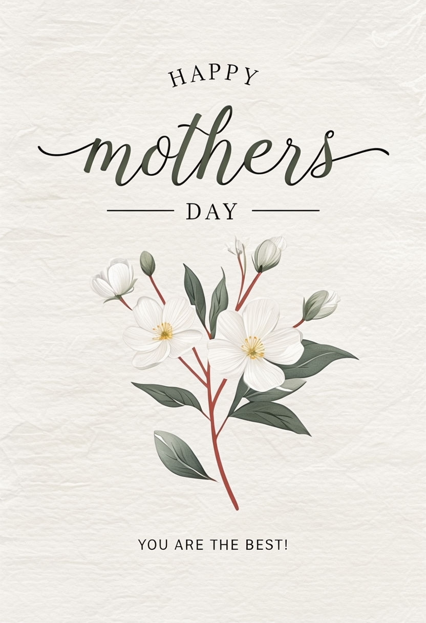 Elegant Hand-Drawn Mother's Day Greeting Card Design Cards & Invites