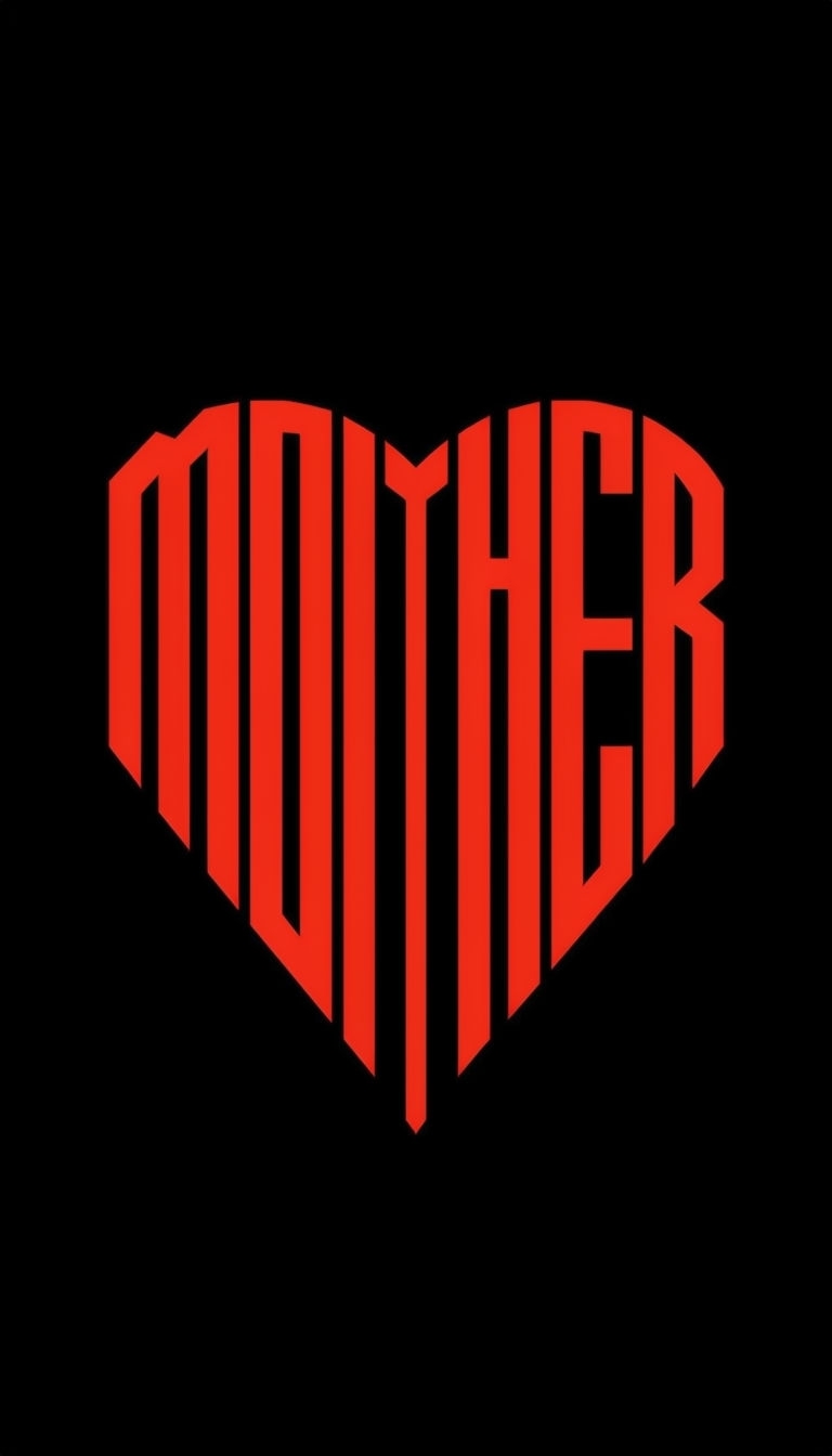Bold Geometric MOTHER Heart Design on Black Background Phone Case Cover