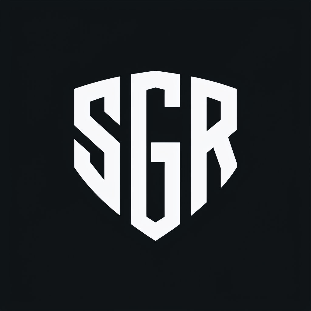 Minimalist SGR Logo Design on Bold Black Background Monogram