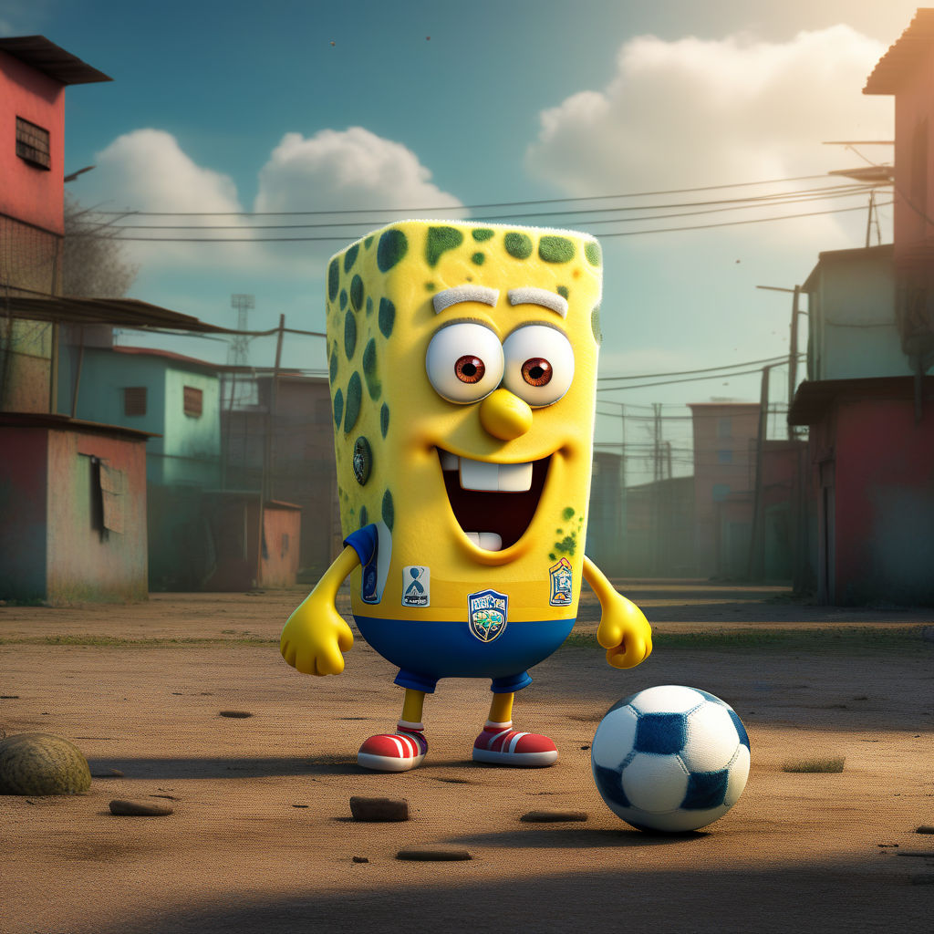 Bob Esponja Jugando En Un Campo De F Tbol En Su Barrio By Iker Monta S