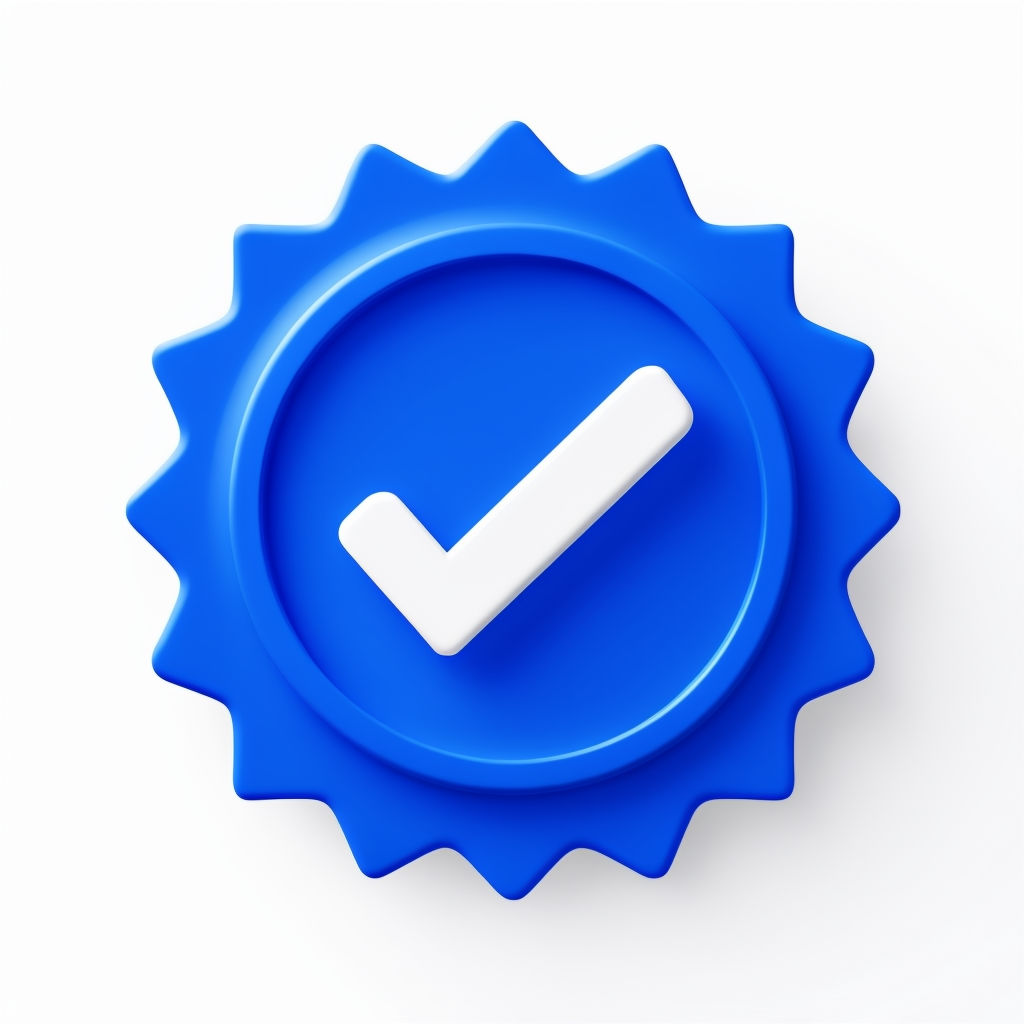 Royal Blue Checkmark Badge Icon Art